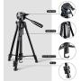 Camera Tripod, UBeesize 55-Inch Lightweight Aluminum Travel Tripod Stand for Canon Nikon Sony DSLR Digital Olympus Video Camera with Universal Smartphone Mount & Carry Bag & Bluetooth Remote