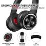 Picun P26 Bluetooth Headphones Over Ear 40H Playtime Hi-Fi Stereo Wireless Headphones Deep Bass Foldable Wired/Wireless/TF for Cell Phone/PC Bluetooth 5.0 Wireless Headset with Mic (Black Red)