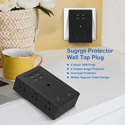 VASTFAFA Multi Outlet Wall Adapter6,AC Outlets Surge Protector with USB,Reliable Power Strip Extension - Mountable Grounded Surge Protector, Portable Outlet Extender for TV Computer Laptops Smartphone