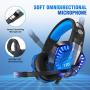 ENVEL Gaming Headset for PS4 with Mic,PC,Xbox One,Laptop,Surround Sound Over Ear Noise Cancelling Headphone with LED Lights Volume Control for Smartphone,Computer,Nintendo Switch(Black&Blue)