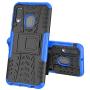 ComoUSA Designed for Galaxy A10e Case with 9H Tempered Full Glass Screen Protector, Shockproof Slim Protective with Kickstand Hard Phone Cover for Samsung Galaxy A10e Phone (Blue)