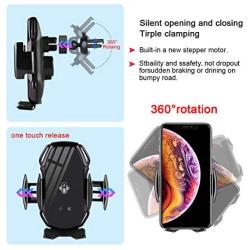 Wireless Charger Car Touch Sensing Automatic Retractable Clip Fast Charging Compatible for iPhone Xs Max/XR/X/8/8Plus Samsung S9/S8/Note 8