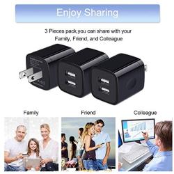 USB Wall Charger,Charger Box,3-Pack 2.1A Dual USB Wall Charging Brick Block Power Adapter Cube Compatible iPhone 11,Xs,XR,Xs Max,X,8 7 6 Plus,Samsung S20 S20+ A11,LG,Google,Moto,Oneplus,Android Phone