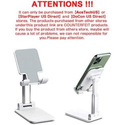 Cell Phone Stand, Adjustable Cell Phone Stand, TopACE Foldable Portable Desktop Stand, Phone Holder Stand for Desk Sturdy Aluminum Metal Stand for Phone/iPad/Kindle/Tablet/Switch (Black)