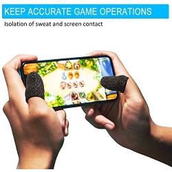 Mobile Game Finger Sleeves Controllers 6 Pieces Anti-sweat Breathable Gaming Finger Sleeve Thin Full Touch Screen Finger Sleeves with Metal Slide Top Container for Touchscreen Smart Phone Games