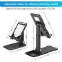 Cell Phone Stand, Angle Height Adjustable Cell Phone Stand for Desk, Foldable & Portable Desktop Phone Holder Cradle Dock, Thick Case Friendly Phone Holder Stand for iPad, All Phones, Tablets, Switch