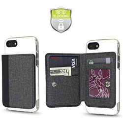 Cell Phone Wallet for Back of Phone, Stick On Wallet Credit Card ID Holder with RFID Protection Compatible with iPhone, Galaxy & Most Smartphones and Cases