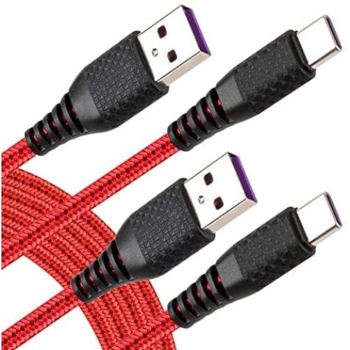USB C Cable 3ft, Samsung Galaxy S8 S9 Plus Charger 3A Fast Charging, 2 Pack Nylon Braided USB A to Type C Charging for for Samsung S10 Note 9, Pixel, LG V30 G6 G5, Google Pixel Red