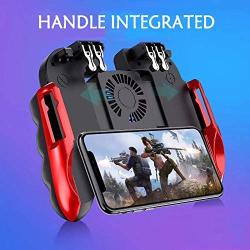 Alician for PUBG Mobile Game Controller Trigger Fire Button Six Finger with Cooler Holder for iPhone Android Smart Phone