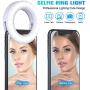 DAVID ROCCO Selfie Light Ring, 3.5 inch Rechargeable Clip on LED Ring Light Camera Ringlight with 40 LEDs for iPhone Android Smart Phone Photography, YouTube Video, Makeup (White)