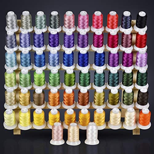 63 Colors Polyester Embroidery Machine Thread, 40-Weight, 550-Yd. – AZO-Free Sewing Supplies with Color Chart – Compatible with Brother, Babylock, Janome, Singer, Husqvarna, and More