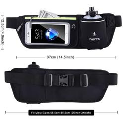 FREETOO Hydration Belt with 10oz BPA-Free Bottles Leak-Proof, Adjustable Running Fuel Belt, W/Touchscreen Zipper Pockets Water Resistant Bounce Free, Fits iPhone 6-8Plus &5.5 Smartphones