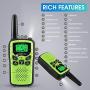 Professional Rechargeable Walkie Talkies,MOICO Long Range Two Way Radios for Adults up to 5 Miles in Open Area,Handheld Talkies Talky with 22 Channels FRS/GMRS VOX Scan LED Flashlight Green