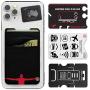 Double Pocket - Adhesive Card Holder - Cell Phone Pouch - Stick on Lycra Pocket - Carry Credit Cards and Cash (Basketball)