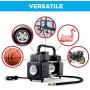 AutoVirazh Air Compressor Tire Inflator, 12V Portable Air Pump for Car Tires, Tire Pump with LED Light, Long Cable and Auto Shut Off Compatible with Car, Bicycle, Motorcycle, Balls, Inflatable Pool