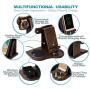 TESLYAR Wood Phone Docking Station with Wireless Charger Included Ash Wallet Stand Watch Organizer Mens Gift Charging Dock Holder Anniversary Dad Birthday Nightstand Compatible Any Phone Charging