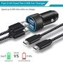 LUOSIKE Car Charger, 24W 4.8A Dual USB Car Charger Adapter AL-Alloy + 2-Pack 3FT Braided USB Type C Fast Charging Cable Kit Compatible with Samsung Galaxy S10 S10e S9 S8 Plus, LG V40, Pixel -Updated