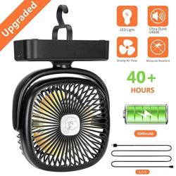 COMLIFE Portable LED Camping Lantern with Tent Fan -5000 mAh Battery Powered Mini Desk Fan with USB Charging Input-Survival Kit for Hurricane, Emergency, Storm, Outages