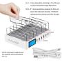 ideallife Charging Station Dock for 7 Ports USB Charger, 60W Desktop Docking Station Organizer with 7 Short Mixed Cables for Cell Phones, Smart Phones, Tablets, Multiple Device(White)