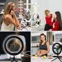 10" LED Selfie Ring Light with Tripod Stand Cell Phone Holder for Make Up/Live Stream,Desk Dimmable Ring Light for YouTube Video/Photography,3 Light Mode(Remote Control Inclued)