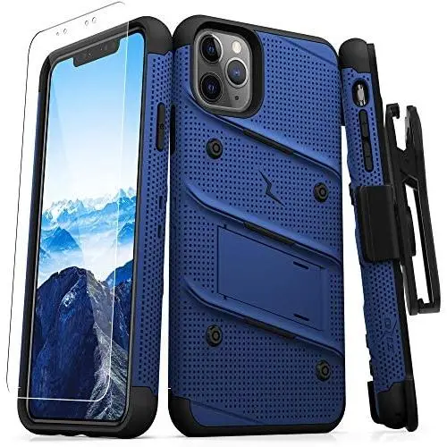 Zizo Bolt Cover - Case for iPhone 11 Pro with Military Grade + Glass Screen Protector & Kickstand and Holster (Blue/Black) Zizo Bolt Cover - Case for iPhone 11 Pro with Military Grade + Glass Screen Protector & Kickstand and Holster (Blue/Black)