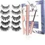 3D faux Mink Magnetic False Eyelashes 5 Pairs Waterproof Magnetic Eyelashes and Magnetic Eyeliner Kit false lashes with No Glue Reusable fake Eyelashes for Natural Look