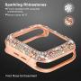 Ritastar for Apple Watch Case 40mm Studded with Bling Rhinestone Sparkling Crystal Stainless Steel Protective Cover Bumper Protector Embossed with Metal Rose Flower for iWatch Series 5 4,Rose Gold
