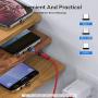 TOPK Magnetic Charging Cable,(4-Pack,1ft/3ft/6ft/10ft) 540 Degree Magnetic Phone Charger,3-in-1 USB Magnetic Cable Compatible with Micro USB,Type C and iProducts(Red,Gen1)