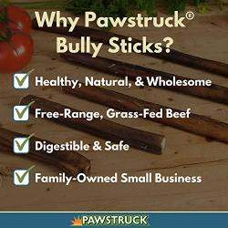 Pawstruck 7" Straight Bully Sticks for Dogs [Large Thickness] All Natural & Odorless Bully Bones | Long Lasting Chew Dental Treats | Best Thick Bullie Sticks for K9 or Puppies | Grass-Fed Beef