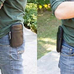 VIIGER Vertical Leather Cell Phone Pouch iPhone 11 Pro Max Belt Case Smartphone Holster Belt Loop Pouch Bag Phone Belt Holder iPhone Xs Max Holster Case w Belt Clip for iPhone 7 Plus 8 Plus 6s Plus XR
