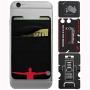 Double Pocket - Adhesive Card Holder - Cell Phone Pouch - Stick on Lycra Pocket - Carry Credit Cards and Cash (Basketball)