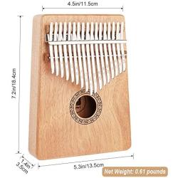 Kalimba 17 Key Thumb Piano Mahogany Portable African Mbira Finger Piano with Study Instruction and Tunning Hammer for Kids Beginners Adults Gift, by Vangoa