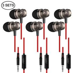 SourceTon 3 Packs Earphone with Remote & Microphone, in Ear Stereo Sound Noise Isolating Tangle Free for Smartphones, Laptops, Gaming, Fits 3.5mm Interface Device