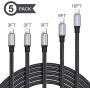 StinkLight iPhone Charger, MFi Certified Lightning Cable 5Pack (3/3/3/6/10FT) Braided Nylon Fast Charger Cable Compatible iPhone 11/Pro/Xs Max/X/8/7/Plus/6S/6/SE/5S/Air iPad/Mini/iPod (Black)