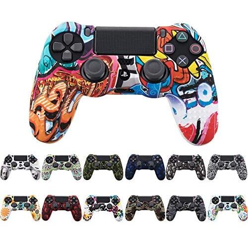 MeterMall Electronic Gamepad Camouflage Case Graffiti Studded Dots Silicone Rubber Gel Skin for Sony PS4 Slim/Pro Controller Cover Case for Dualshock4
