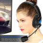 CiCiglow Wired Gaming Chat Headset with Noise-Cancellation Microphone, 3.5mm ABS Lightweight Computer Mobile Phone Over Ear Headphone for PS4(Blue)
