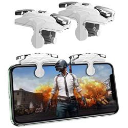 Newseego Mobile Game Controllers, [Quicker Response] Phone Trigger Key Mobile Shooter Aim & Fire Buttons Physical Joystick for Knives Out/PUBG/Rules of Survival L1R1 for iOS Android Phone, White