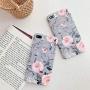 YeLoveHaw iPhone 8 Plus / 7 Plus Case for Girls, Flexible Soft Slim Fit Full-Around Protective Cute Phone Case Cover with Purple Floral and Gray Leaves Pattern for iPhone 7Plus / 8Plus (Pink Flowers)