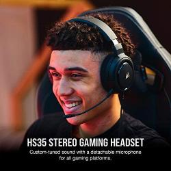 Corsair HS35 - Stereo Gaming Headset - Memory Foam Earcups - Headphones work with PC, Mac, Xbox One, PS4, Switch, iOS and Android – Carbon