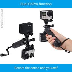 CamKix Stabilizing Hand Grip Compatible with GoPro Hero 8, 7, 6, 5, 4, 3+, 3 and DJI Osmo Action w/Dual Mount, Tripod Adapter and Universal Phone Holder - Record Videos with 2 Different Camera Angles