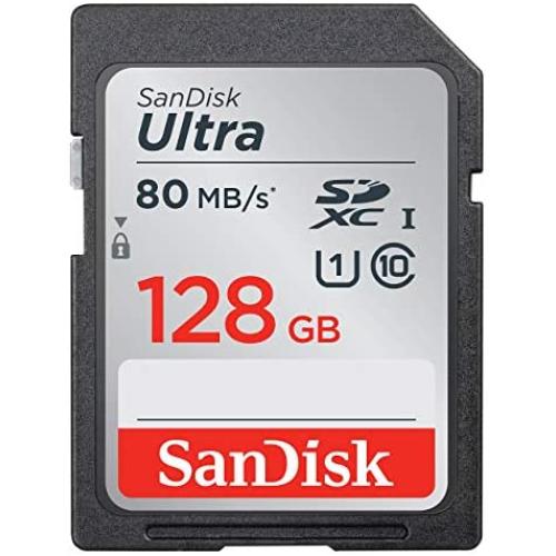 SanDisk Ultra 128GB SDXC UHS-I Memory Card up to 80MB/s (SDSDUNC-128G-GN6IN), Black