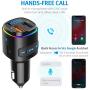 (2020 Upgraded New Version) Bluetooth 5.0 FM Transmitter for Car, QC3.0 Charge, Dual USB Ports, 7 Color RGB LED Backlit Car Adapter, Support Siri Google Assitant, U Disk, SD Card, Hands-Free Car Kit