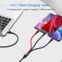 5FT Multi Charging Cable, USAMS Nylon Braided 2Pack 3 in 1 USB Charging Cable Adapter with USB Type C/Micro USB Connectors for Mobile Phones Tablets and More