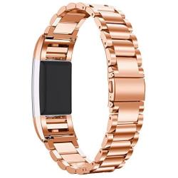 Jiarusig Compatible with Fitbit Charge 2 Bands, Stainless Steel Metal Bands Strap Men Women Replacement Bracelet Small Large Wristband Accessories Band Compatible with Fitbit Charge 2, Rose Gold