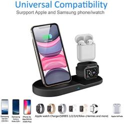 Wireless Charger, 3 in 1 Wireless Charging Station for Apple, Wireless Charging Stand for Apple Watch and iPhone Airpod Compatible for iPhone 11 Pro/X/XS/XR/Xs Max/8 Plus iWatch 5 4 3 2 1 Airpods1 2