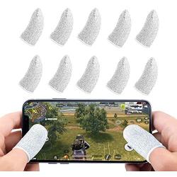Newseego Mobile Game Finger Sleeve [10 Pack], Touch Screen Finger Sleeve Breathable Anti-Sweat Sensitive Shoot and Aim Keys for Rules of Survival/Knives Out for Android & iOS (White)