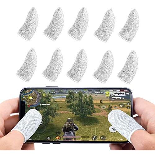 Newseego Mobile Game Finger Sleeve [10 Pack], Touch Screen Finger Sleeve Breathable Anti-Sweat Sensitive Shoot and Aim Keys for Rules of Survival/Knives Out for Android & iOS (White)