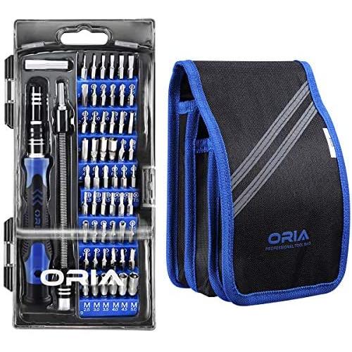 ORIA Precision Screwdriver Set, 80 in 1 with 56 Bits Screwdriver Kit, Magnetic Repair Tool Kit with Portable Bag, Magnetic Parts Tray for Smartphone, Computer, Tablet, Blue