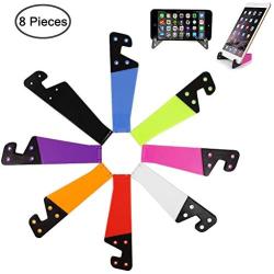 SourceTon 8 PCS Universal Pocket-Sized Colorful Portable Foldable V Model Mobile Phone Holder, Desktop Stand Mount Holder Cradle Compatible with iPads,Tablets,E-Readers,Cellphones, Kindles, Pack of 8