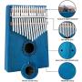 17 Keys Kalimba Thumb Piano, Mini Blue and Black Diy Kalimba 17 Key Thumb Kalimba Musical Instruments Solid Mahogany Wood Body Finger Piano Kalimba with Tune Hammer for Adults Kids Beginners(Blue)